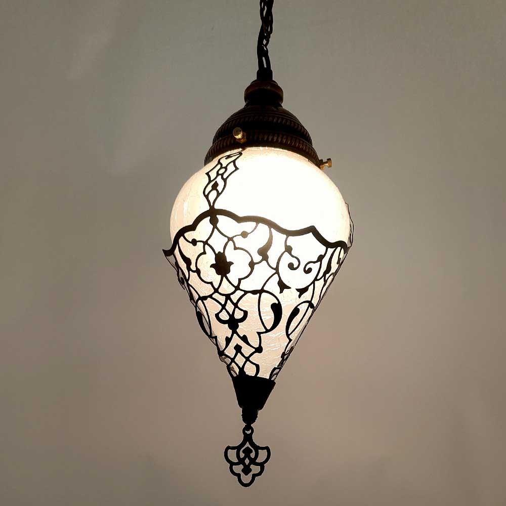 Lampara Turca Cristal y Metal Techo Colgante - Decoración Otomana - Modelo Serie Malika