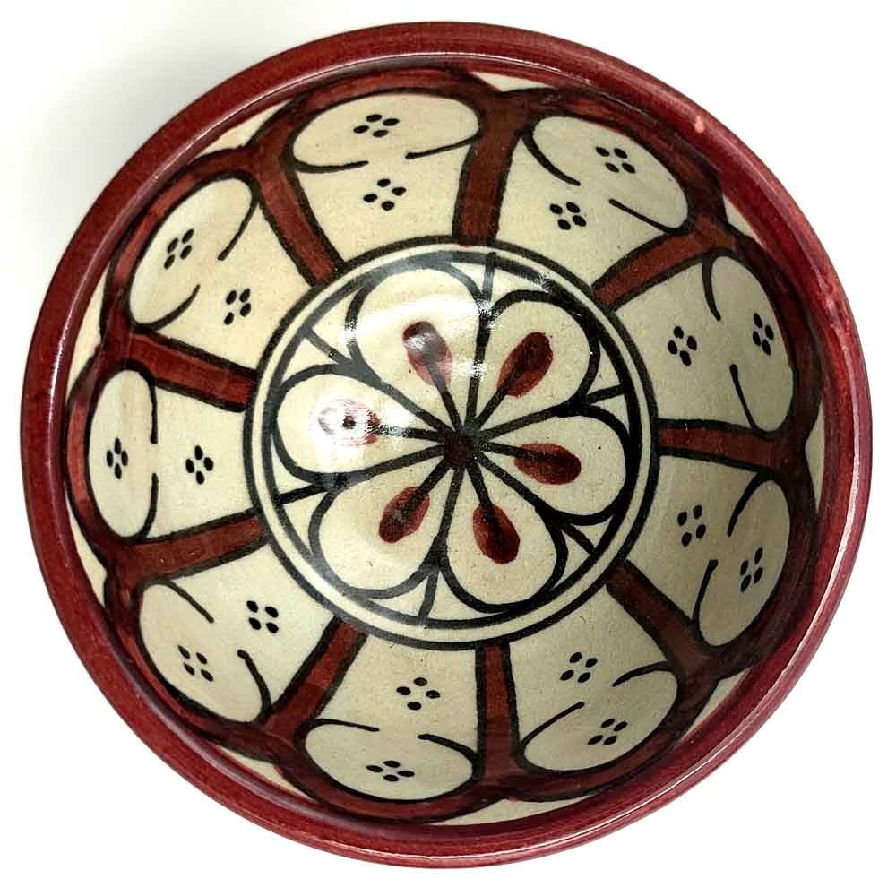 Cuenco Cerámica Artesanal - Color Granate - Artesanía Marroquí - Diseño Arcos Andalusís - Modelo Aqwas