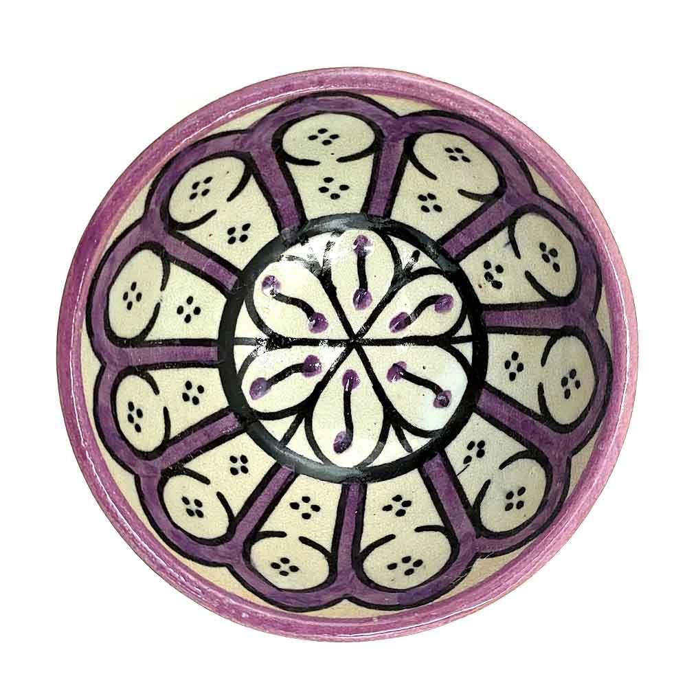 Cuenco Cerámica Artesanal - Color Morado - Artesanía Marroquí - Diseño Arcos Andalusís - Modelo Aqwas
