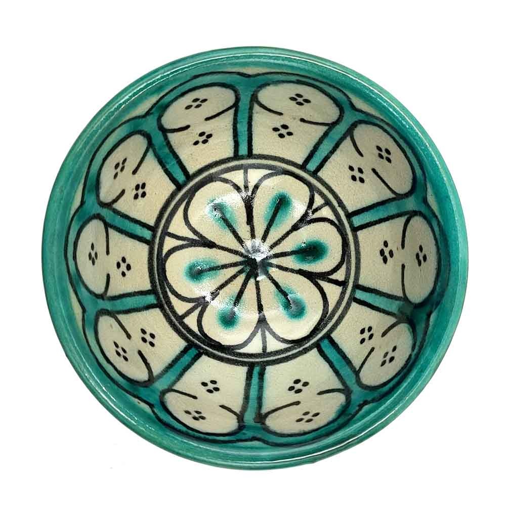 Cuenco Cerámica Artesanal - Color Azul Coral - Artesanía Marroquí - Diseño Arcos Andalusís - Modelo Aqwas