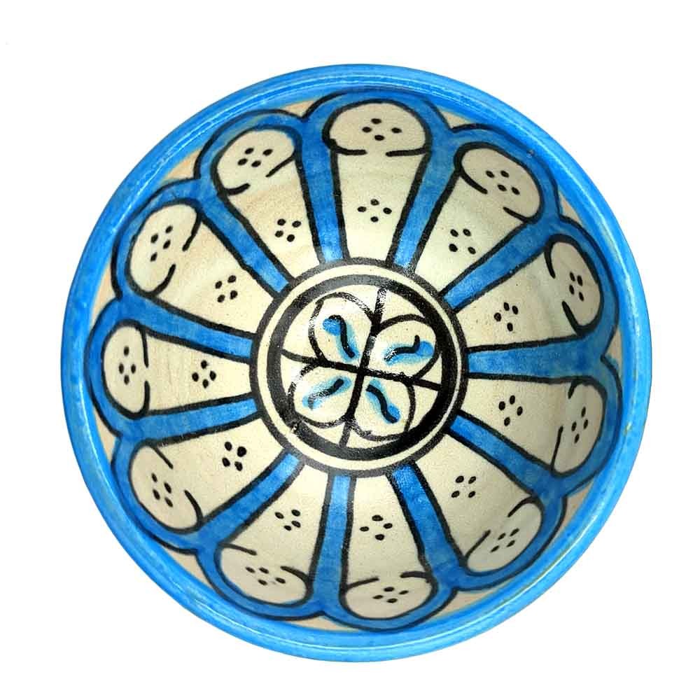 Cuenco Cerámica Artesanal - Color Turquesa - Artesanía Marroquí - Diseño Arcos Andalusís - Modelo Aqwas