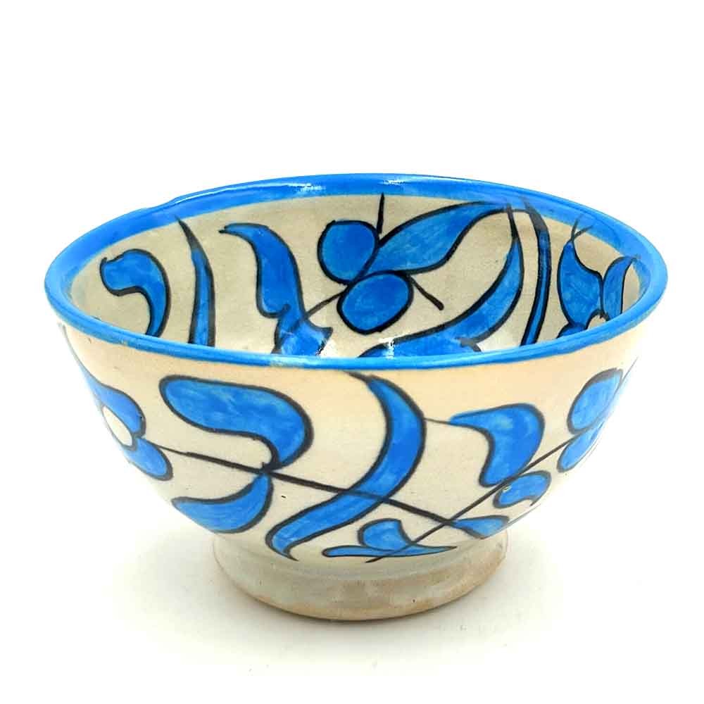 Cuenco/bol/Bowl Cerámica Artesanal - Color Turquesa - Artesanía Marroquí - Diseño Floral Andalusís - Modelo Tasaluq