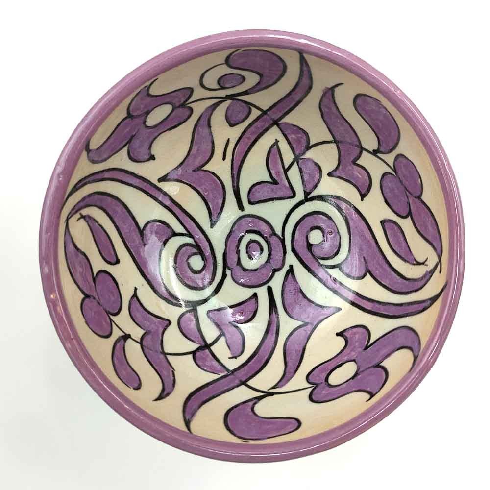 Cuenco/bol/Bowl Cerámica Artesanal - Color Morado - Artesanía Marroquí - Diseño Floral Andalusí - Modelo Tasaluq