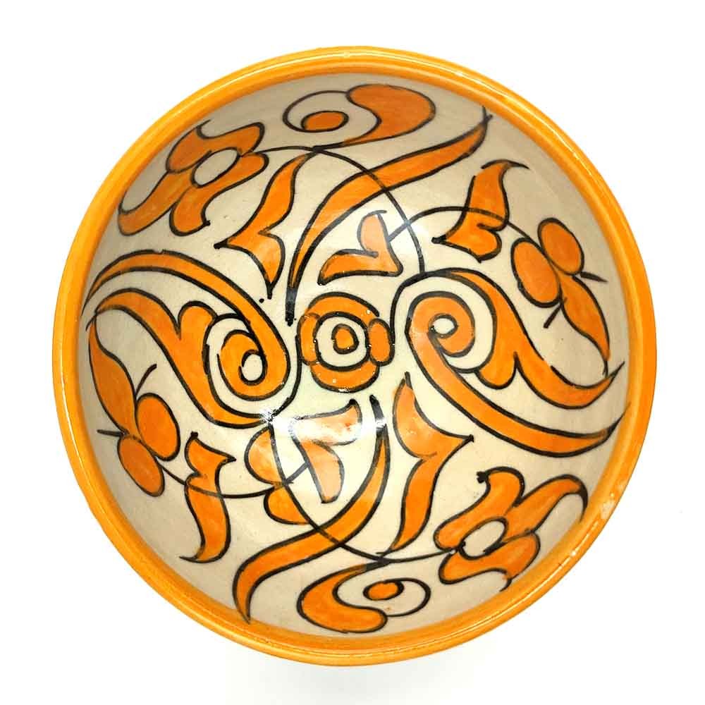 Cuenco/bol/Bowl Cerámica Artesanal - Color Amarillo - Artesanía Marroquí - Diseño Floral Andalusí - Modelo Tasaluq