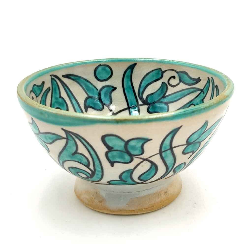 Cuenco/bol/Bowl Cerámica Artesanal - Color Azul Coral - Artesanía Marroquí - Diseño Floral Andalusí - Modelo Tasaluq