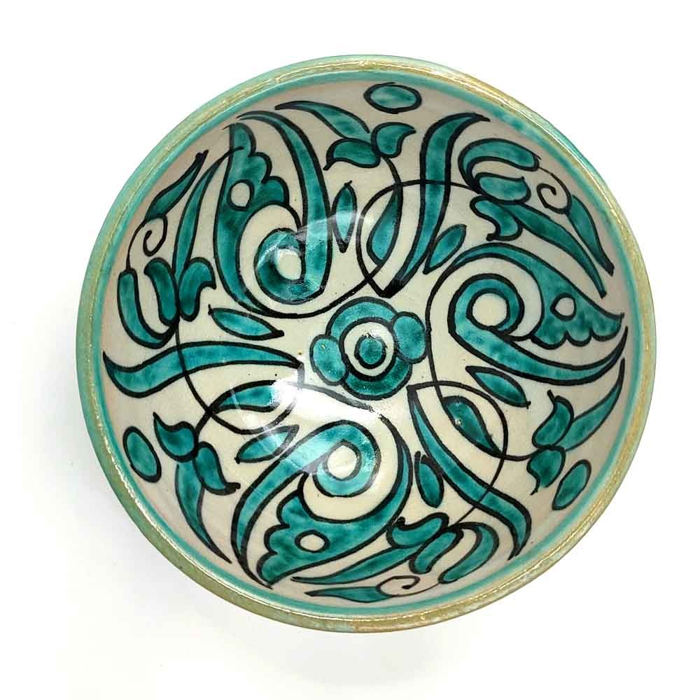 Cuenco/bol/Bowl Cerámica Artesanal - Color Azul Coral - Artesanía Marroquí - Diseño Floral Andalusí - Modelo Tasaluq