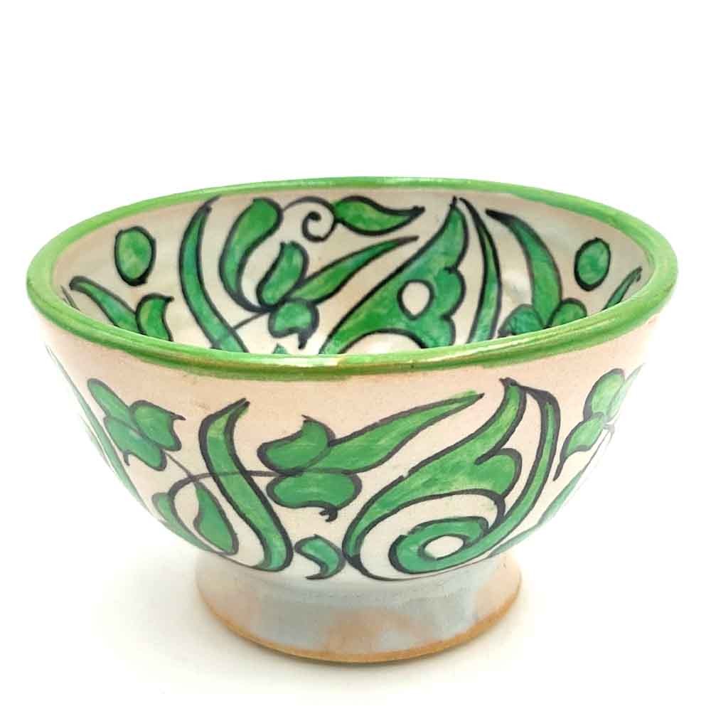 Cuenco/bol/Bowl Cerámica Artesanal - Color Verde Coral - Artesanía Marroquí - Diseño Floral Andalusí - Modelo Tasaluq