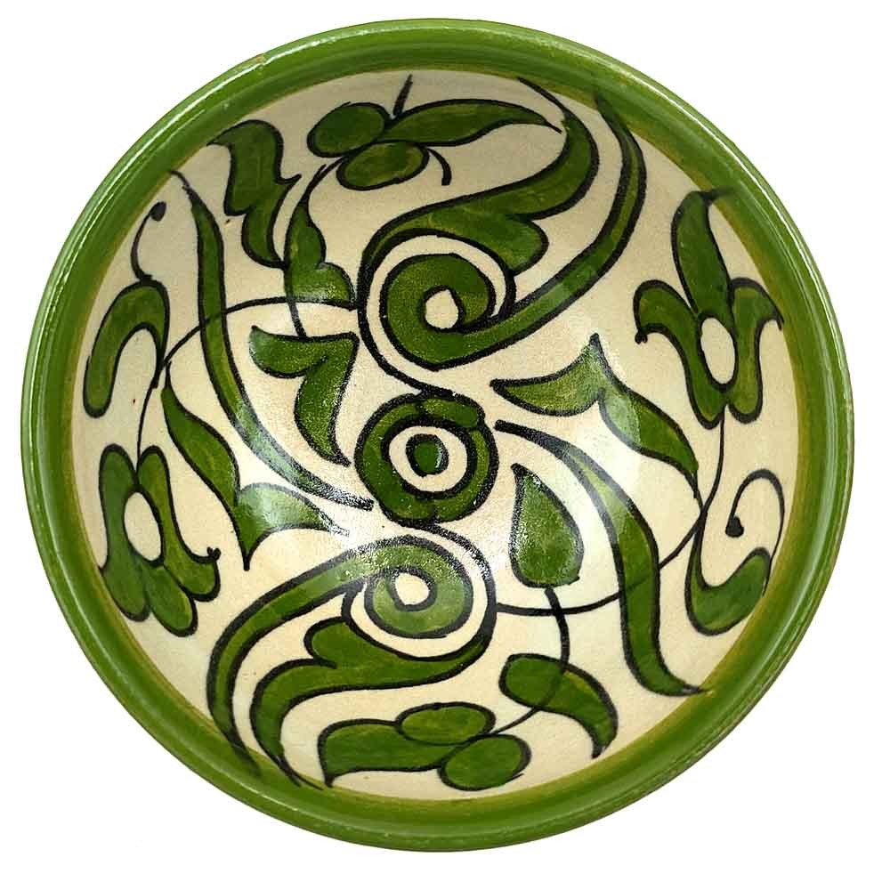 Cuenco/bol/Bowl Cerámica Artesanal - Color Verde Oliva - Artesanía Marroquí - Diseño Floral Andalusí - Modelo Tasaluq
