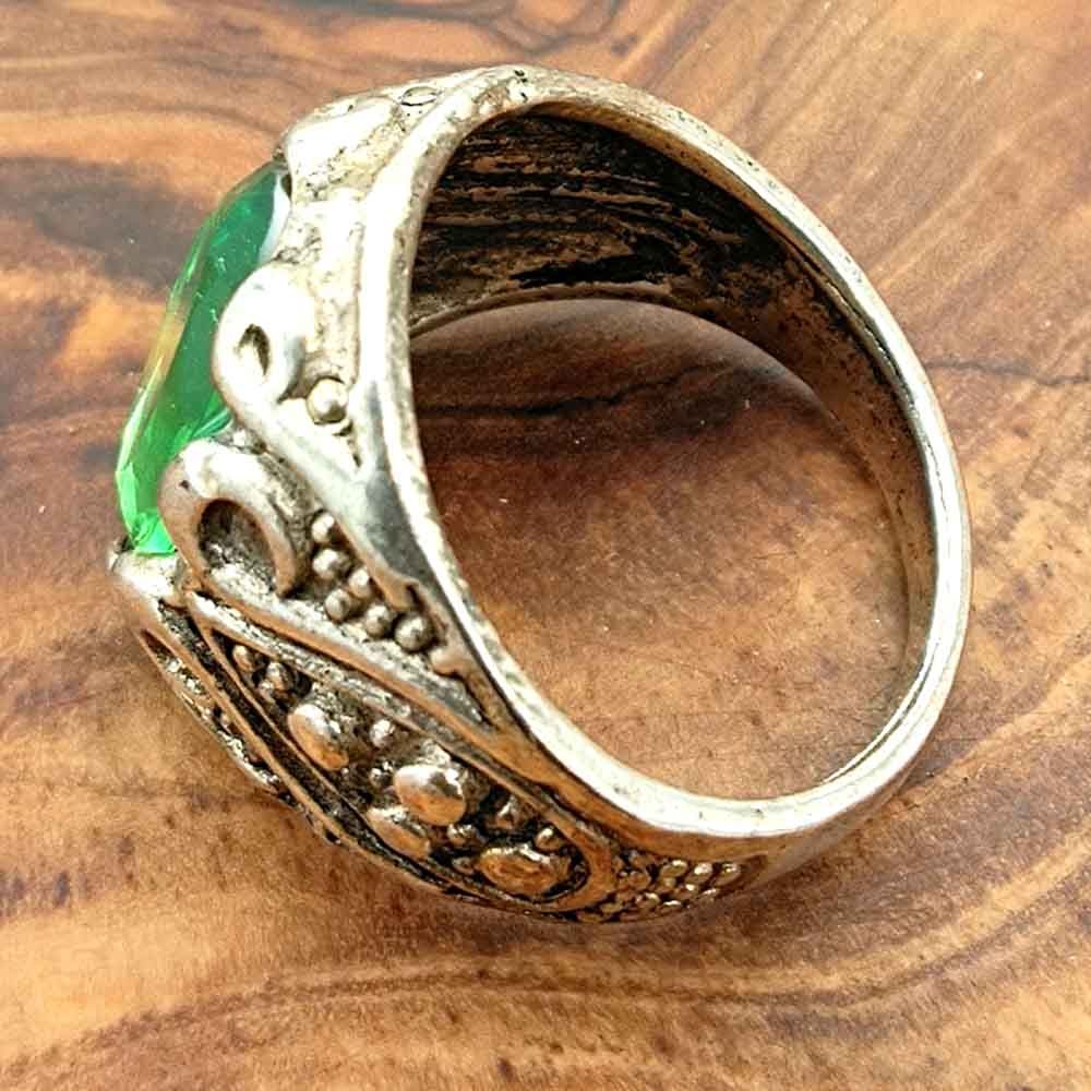 Anillo Unisex Aleación Inox - Estilo Medieval Gótico - Modelo khamsa Akhdar