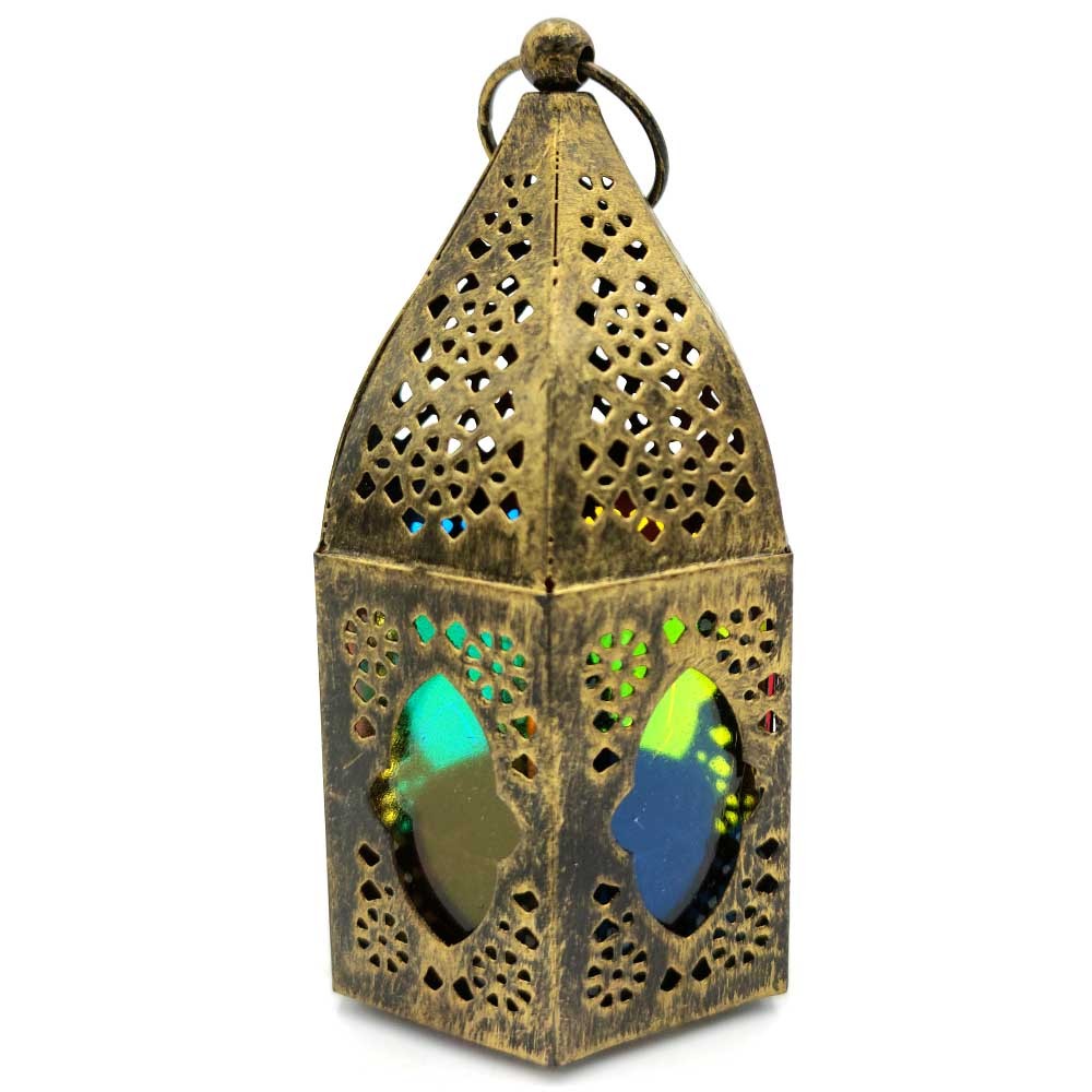 Farolillo Farol Portavelas - Cristales Multicolor - Modelo Fatuma