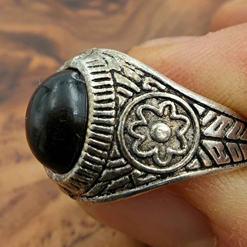 Anillo Unisex Aleación Inox - Piedra Negra - Estilo Medieval Gótico - Modelo Sitta Ashra Aswad