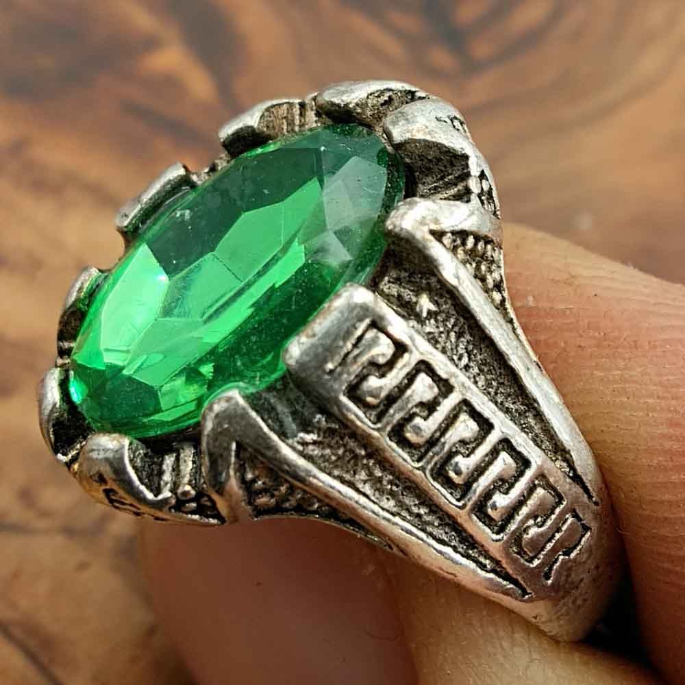 Anillo Unisex Aleación Inox - Piedra Verde - Estilo Medieval Gótico - Modelo Zalaza Zalazin Akhdar
