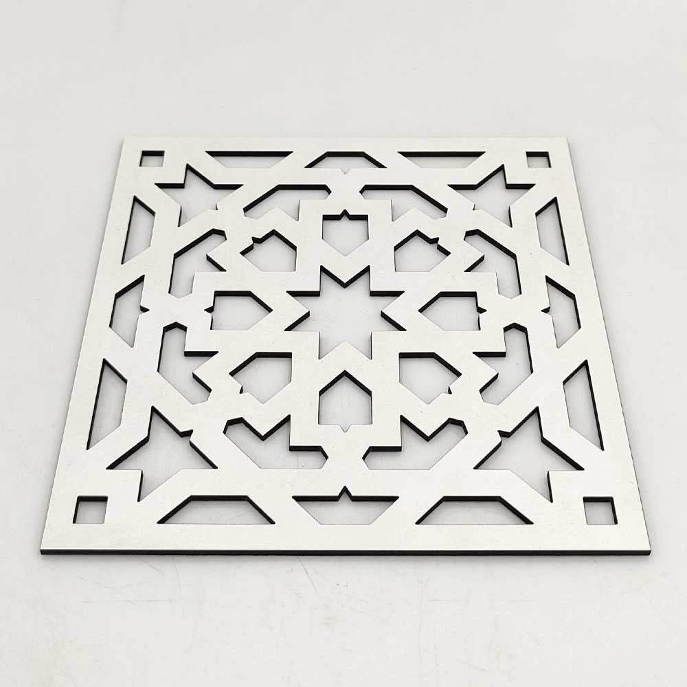 Pack 6 Salvamanteles Posa Platos Blanco Lacado - Celosia Andalusí - Corte Laser - Modelo Alhambra