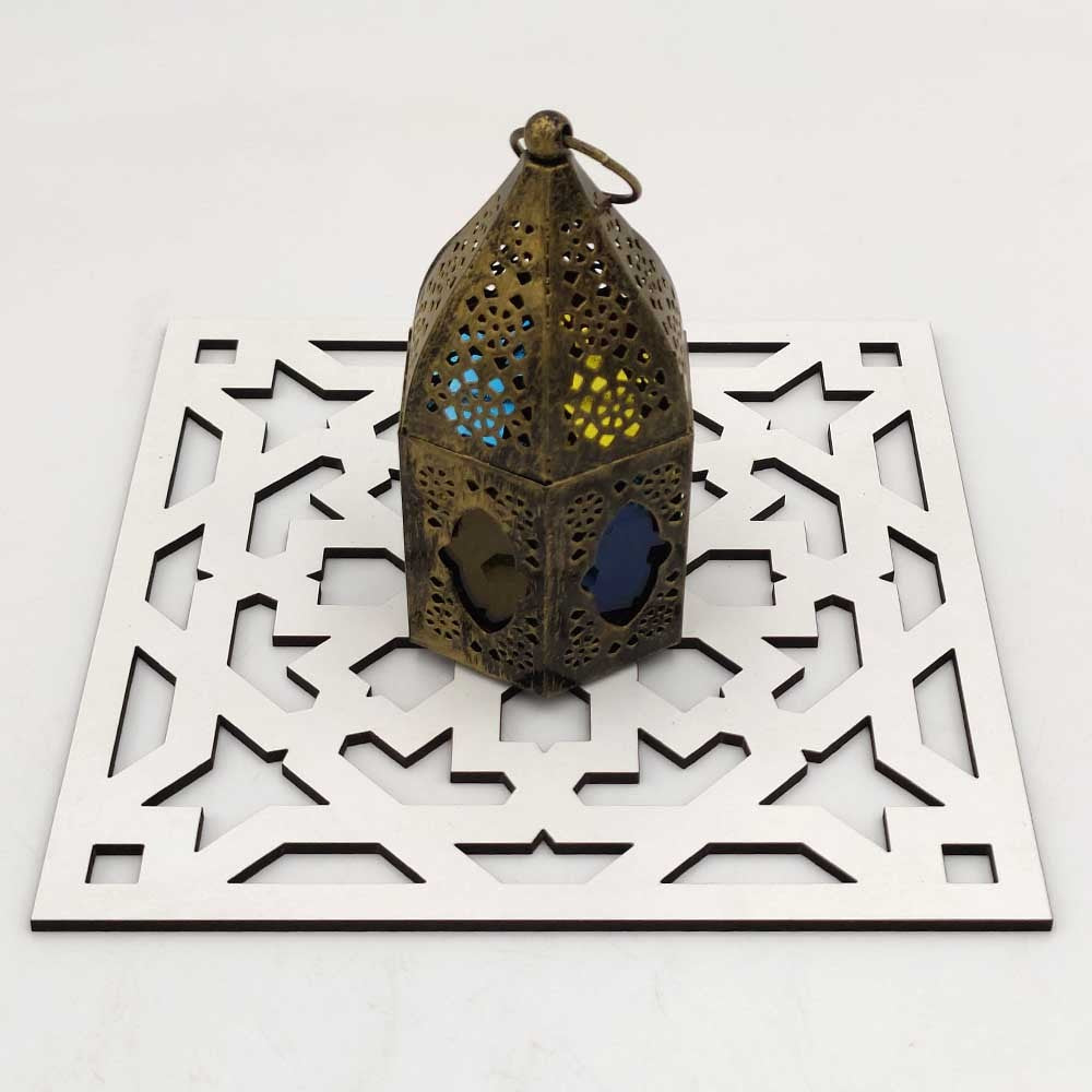 Pack 6 Salvamanteles Posa Platos Blanco Lacado - Celosia Andalusí - Corte Laser - Modelo Alhambra