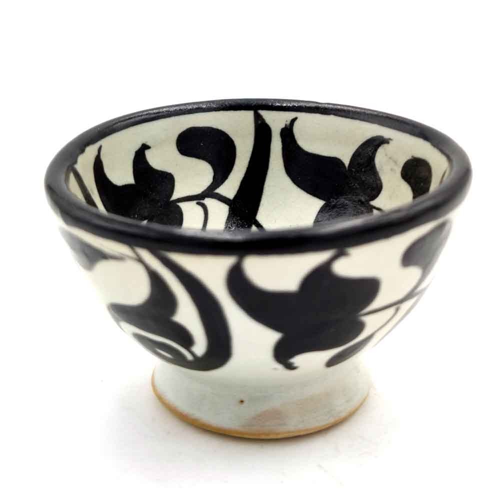 Cuenco/bol/Bowl Cerámica Artesanal - Color Negro - Artesanía Marroquí - Diseño Floral Andalusís - Modelo Tasaluq