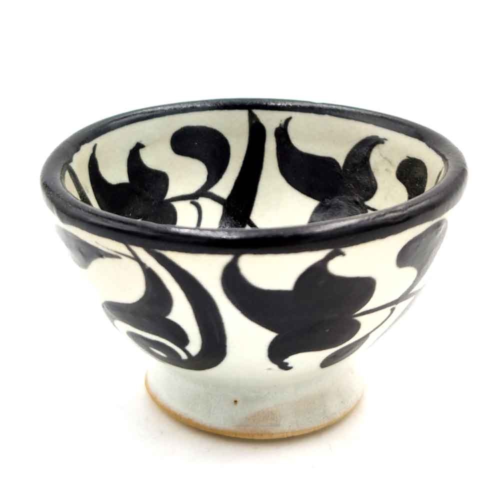 Cuenco/bol/Bowl Cerámica Artesanal - Color Negro - Artesanía Marroquí - Diseño Floral Andalusís - Modelo Tasaluq