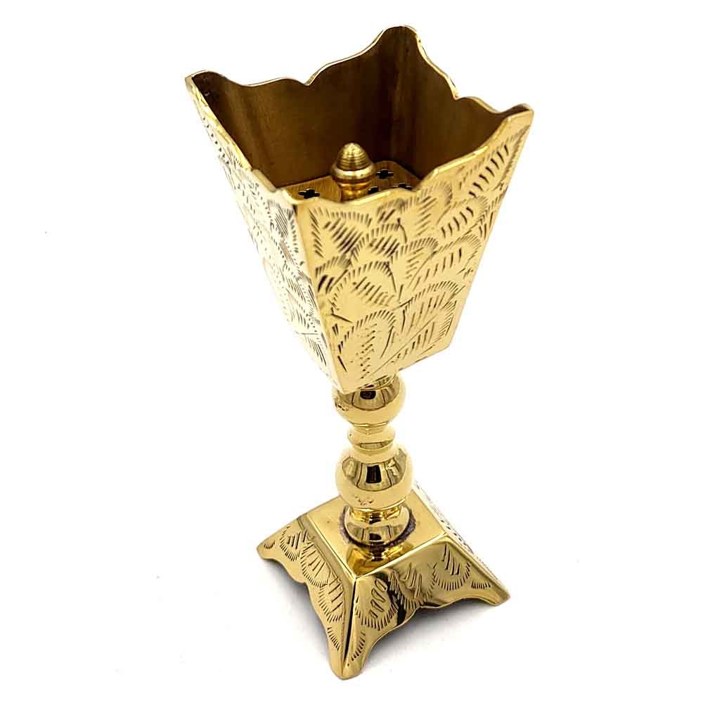 Incensario Quemador inciensos Resinoso - Bronce fundido -Gran Calidad - Artesanía India - Modelo Cáliz
