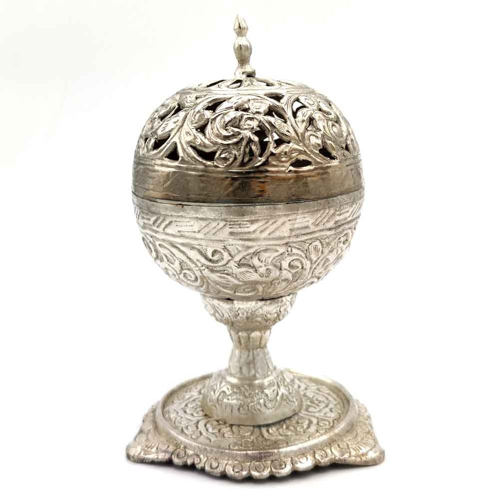 Incensario Quemador inciensos de Metal - Diseño Cúpula - Color Plateado - Modelo Fiddatun 2