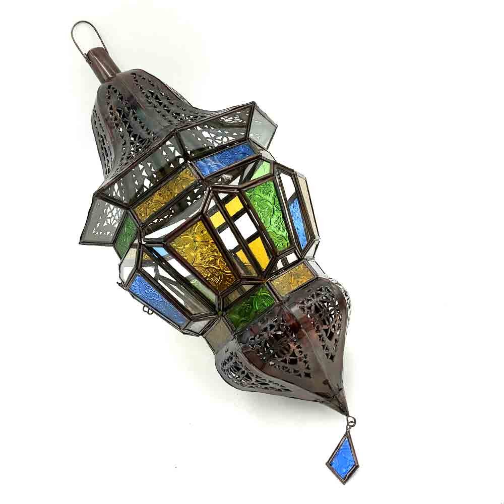 Lámpara Arabe Trapecio - Cristales Colores - 2 Tamaños