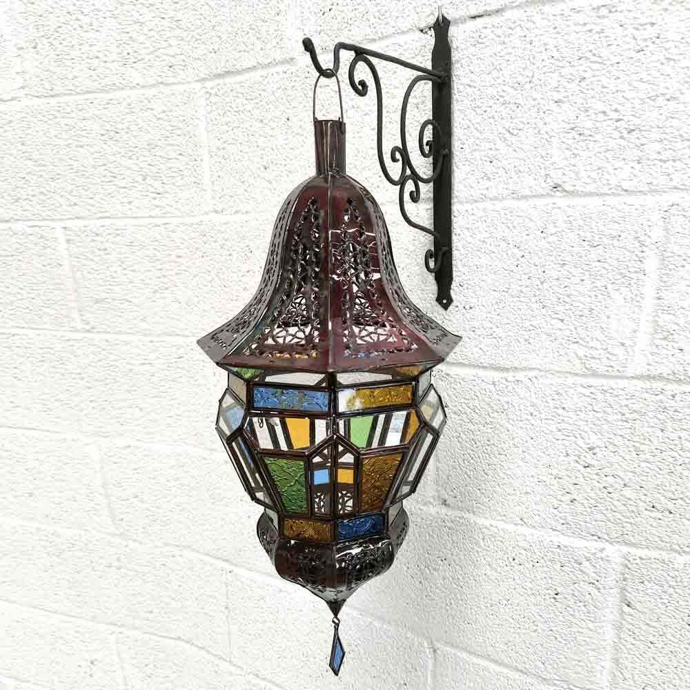 Lámpara Arabe Trapecio - Cristales Colores - 2 Tamaños