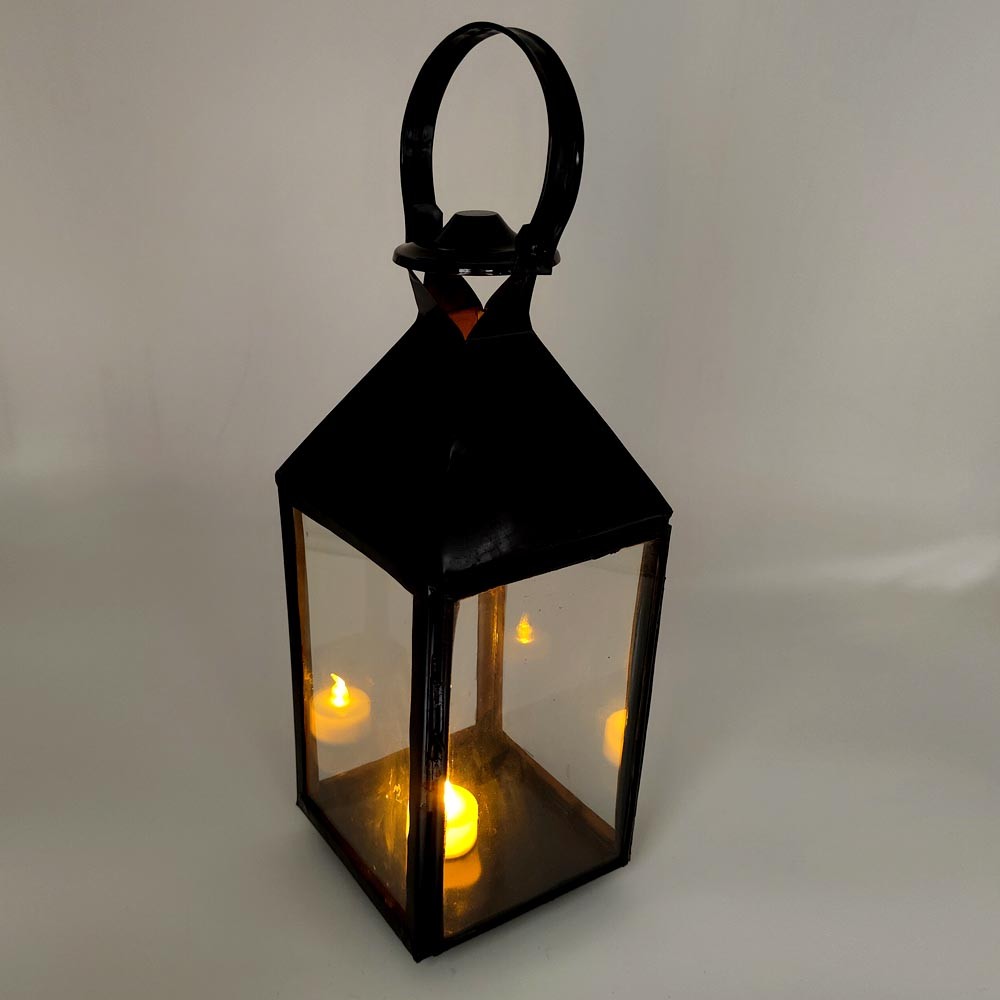 Farol Forja Cuadrado - Calidad Superior - Asa - 33 cm