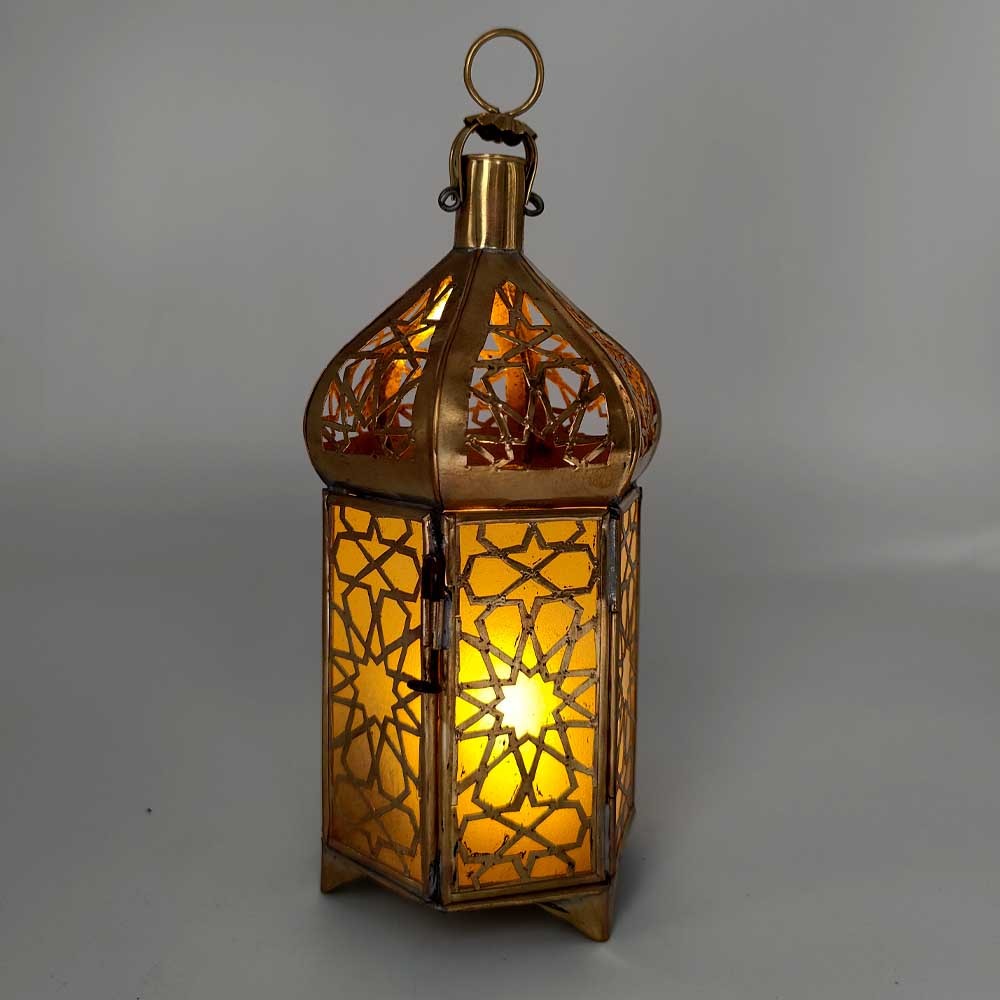 Farolillo Farol de Laton - Artesanía Marroquí - Decoración Árabe - Modelo 2 Nuhas
