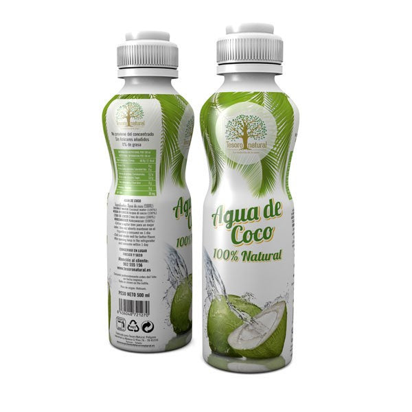 Agua de Coco 100% Natural - 0% Azucares Añadidos - 500ml - Tesoro Natural