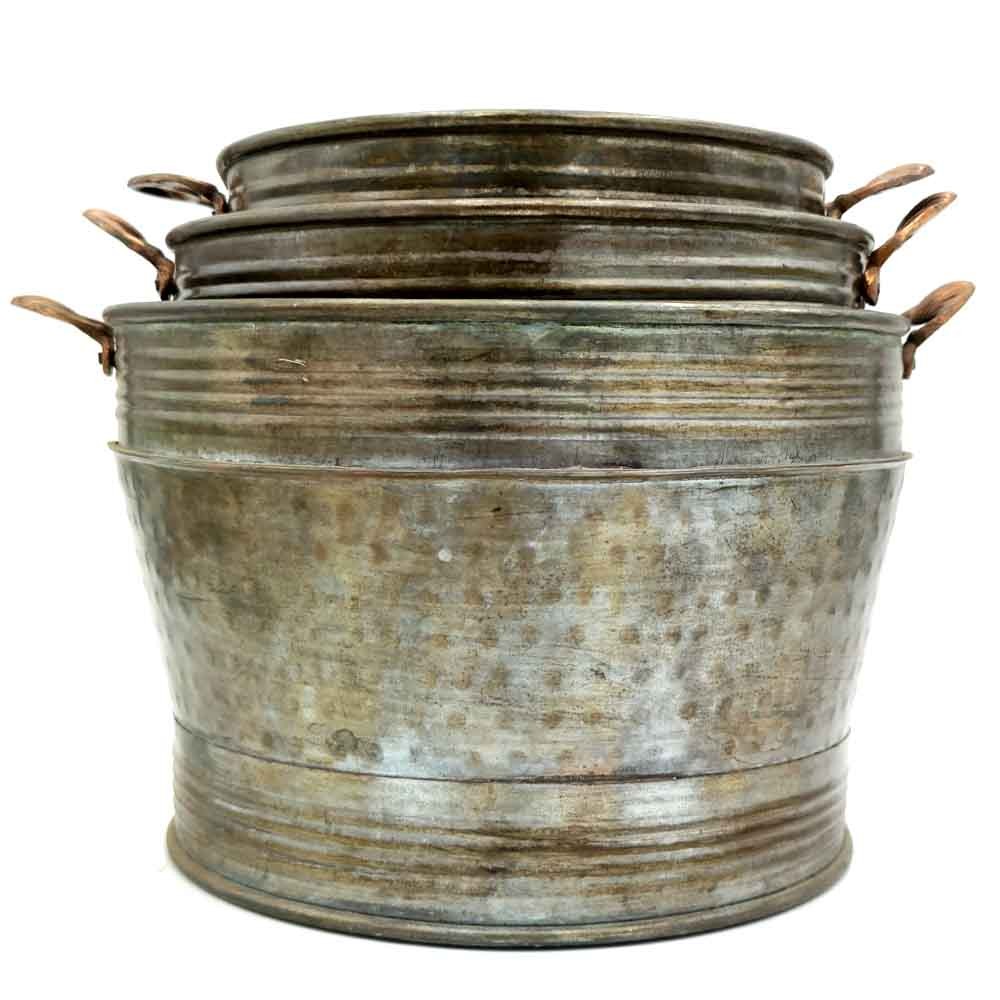 Pack 3 Cestas o cubo Multiusos Metal - Decoración Vintage - Modelo Mukaeab