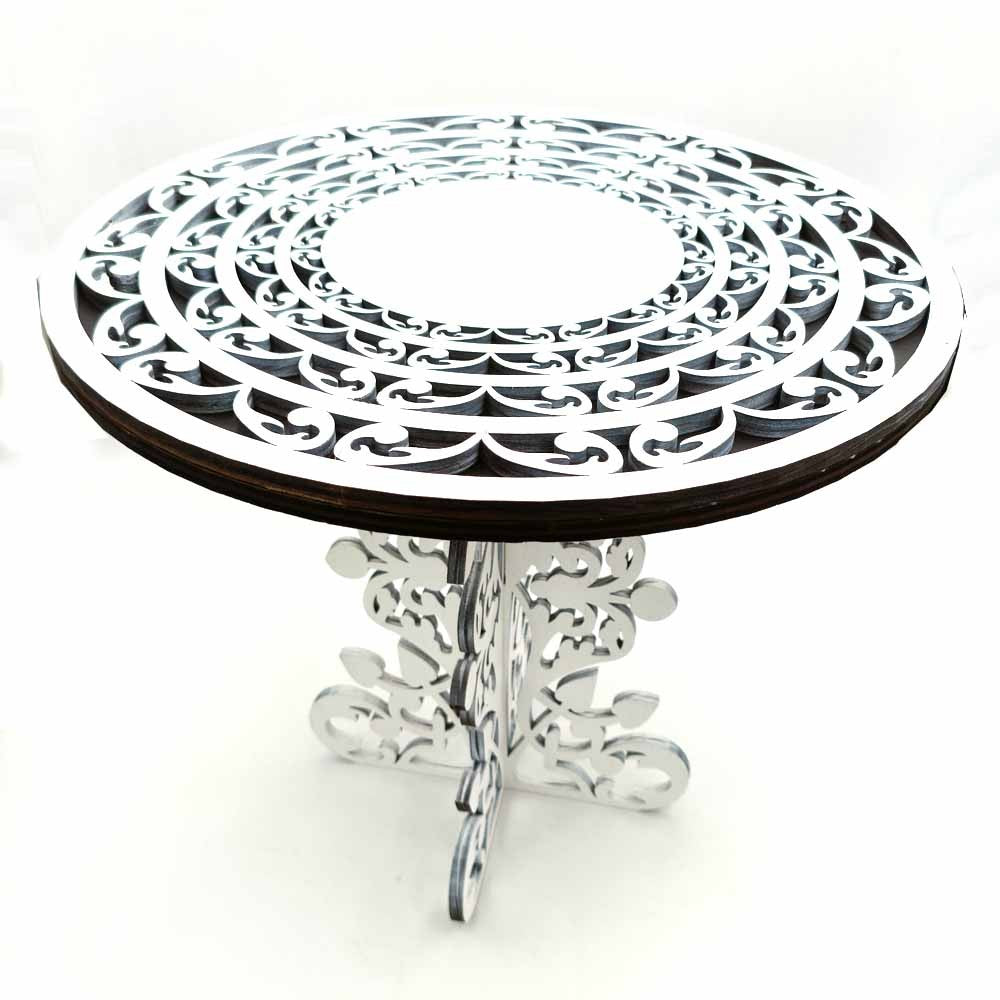 Mesa Auxiliar Madera Árabe - Corte Laser - Decoración Árabe - Modelo Khalaf