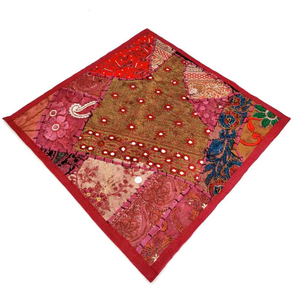 Funda Cojín Pathwork - Recortes Sari - Artesania India - Modelo Jaudein 40x40cm