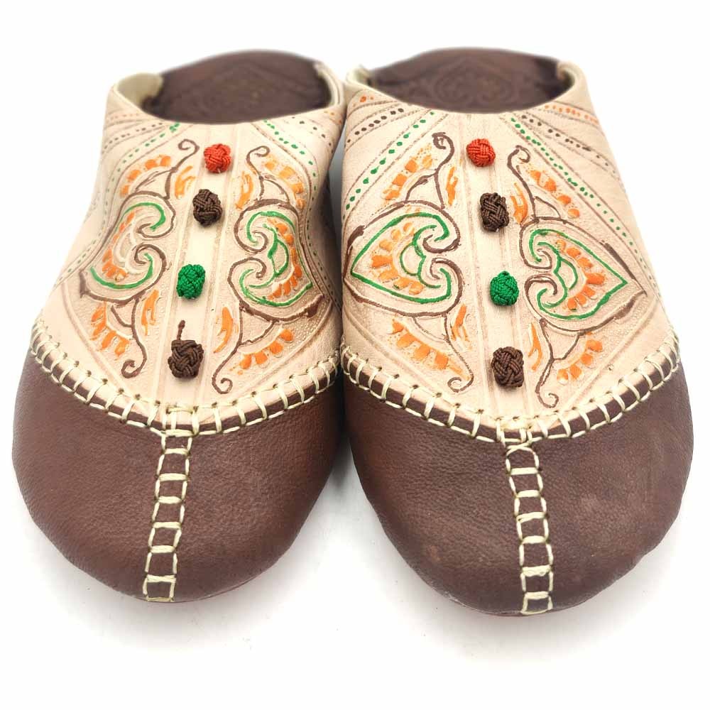 Babucha Marroquí Mujer - Color Marron Oscuro - Artesanía Marroquí Cuero Autentico - Modelo Azrar