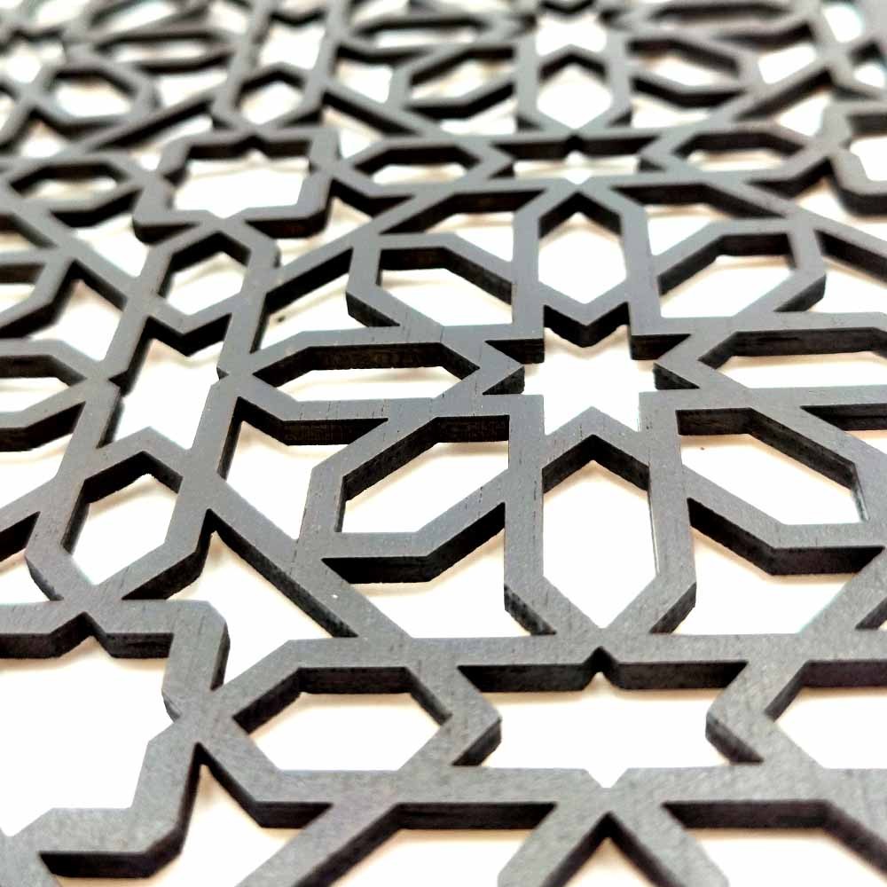 Cuadro Decorativo Celosía Árabe Madera - Decoración Oriental - Corte Láser - Modelo Warda - 60 x 30 cm