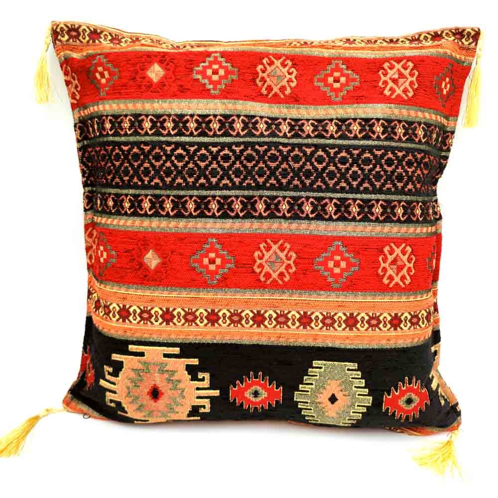 Funda Cojin Almohada Turquía - Decoración del Hogar Árabe - Bohemio con Flecos - Modelo Badawi