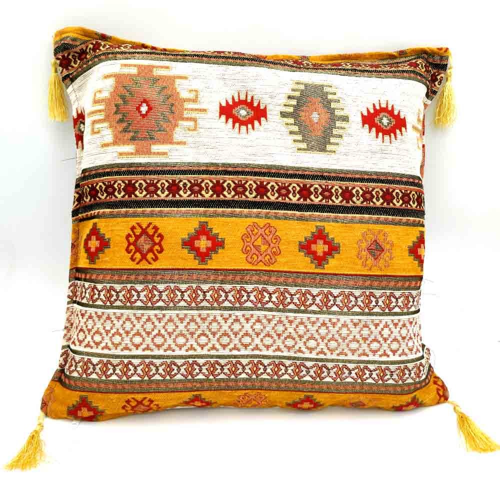 Funda Cojin Almohada Turquía - Decoración del Hogar Árabe - Bohemio con Flecos - Modelo Badawi
