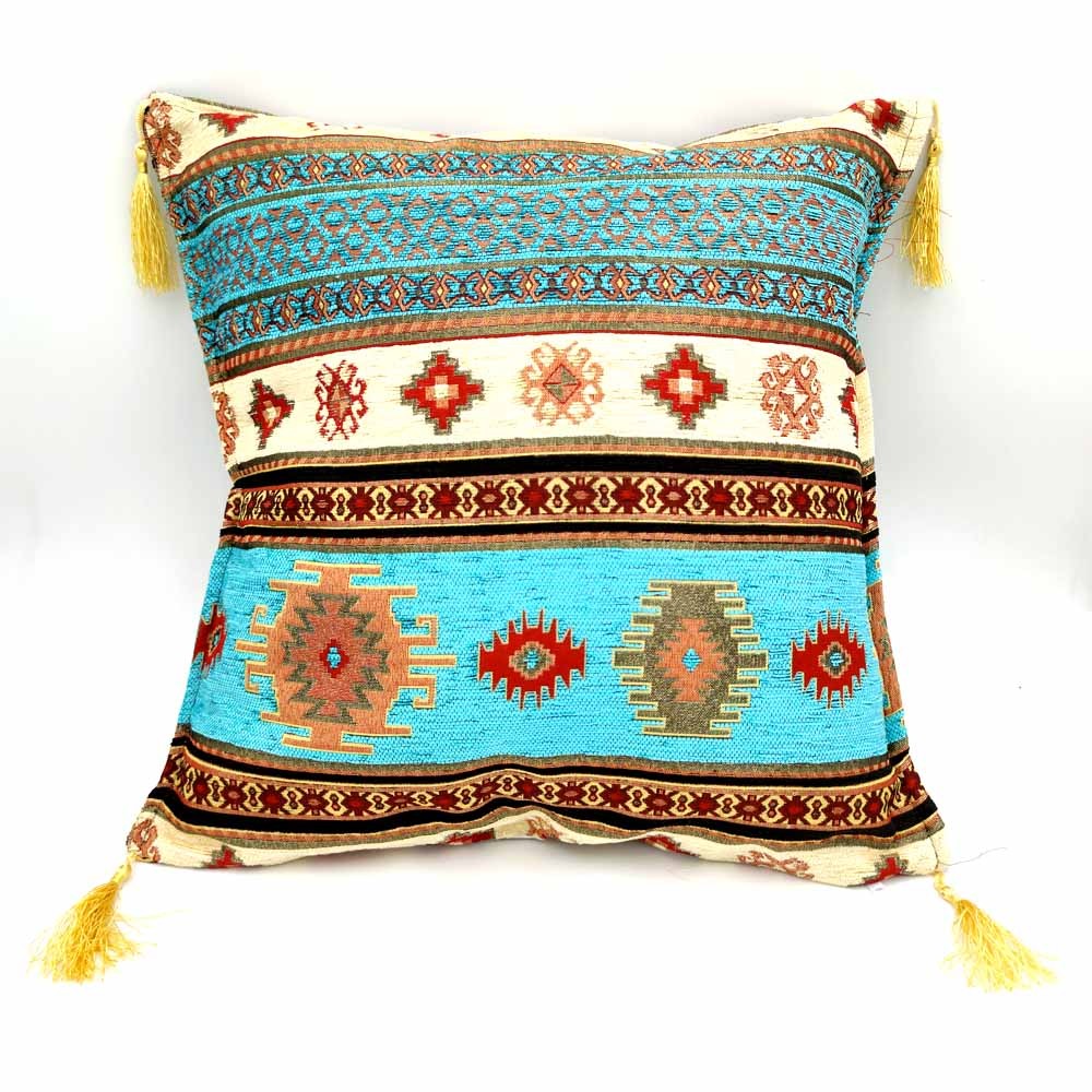 Funda Cojin Almohada Turquía - Decoración del Hogar Árabe - Bohemio con Flecos - Modelo Badawi