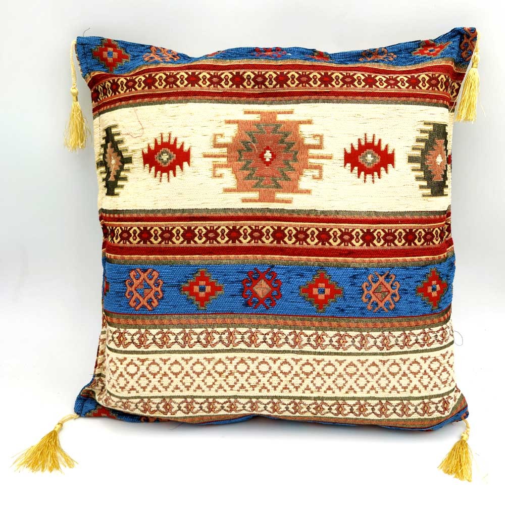 Funda Cojin Almohada Turquía - Decoración del Hogar Árabe - Bohemio con Flecos - Modelo Badawi
