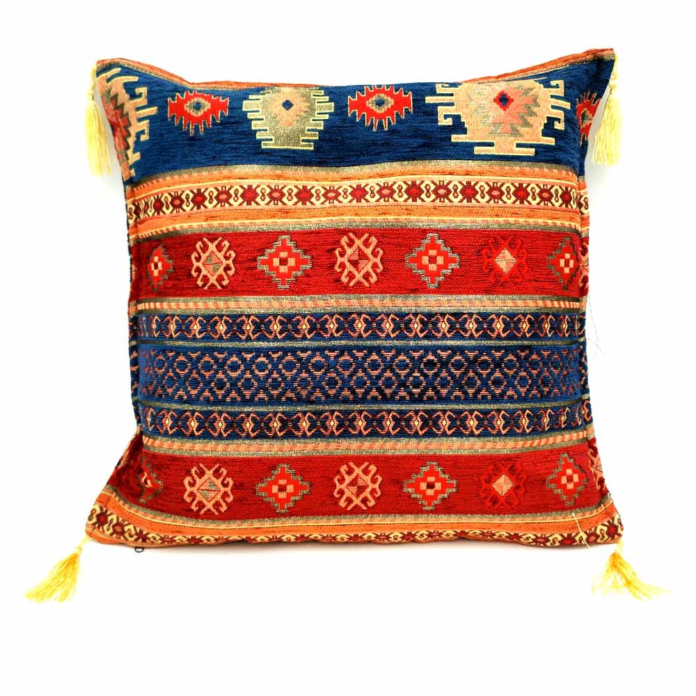 Funda Cojin Almohada Turquía - Decoración del Hogar Árabe - Bohemio con Flecos - Modelo Badawi