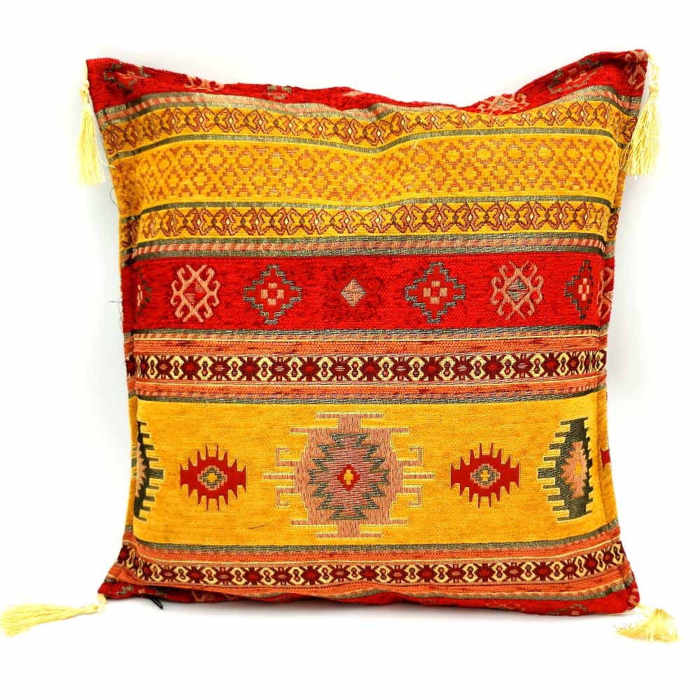 Funda Cojin Almohada Turquía - Decoración del Hogar Árabe - Bohemio con Flecos - Modelo Badawi