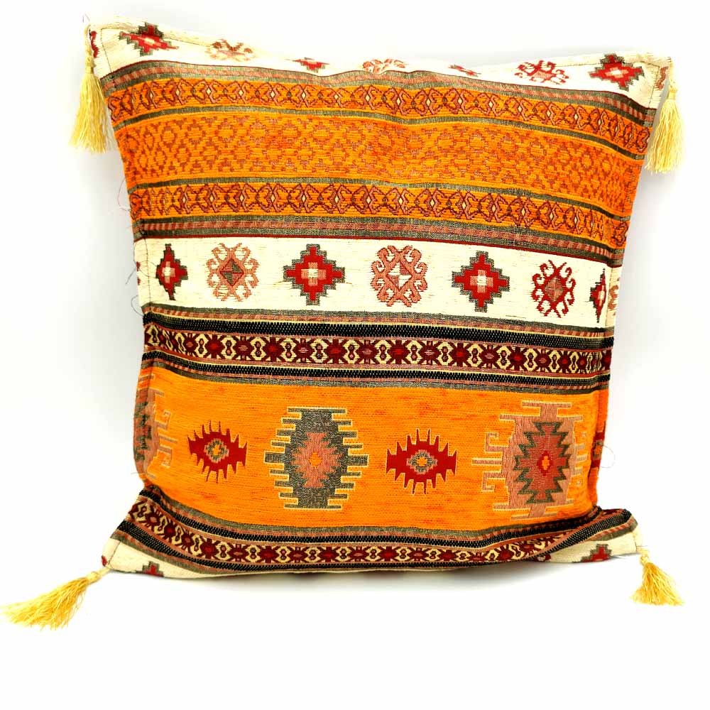 Funda Cojin Almohada Turquía - Decoración del Hogar Árabe - Bohemio con Flecos - Modelo Badawi