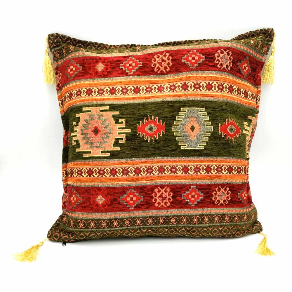 Funda Cojin Almohada Turquía - Decoración del Hogar Árabe - Bohemio con Flecos - Modelo Badawi