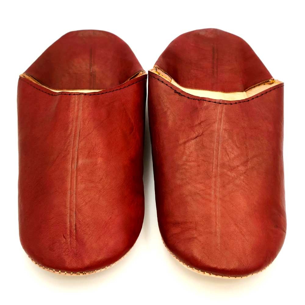 Babucha Zapatilla Andar por Casa Estilo Árabe - 100% Cuero - Color Granate - Artesanía Marroquí - Modelo Darun