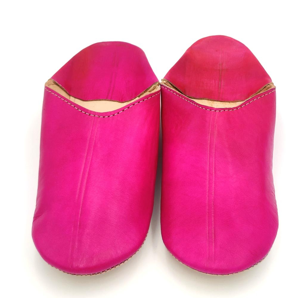 Babucha Zapatilla Andar por Casa Estilo Árabe - 100% Cuero - Color Rosa - Artesanía Marroquí - Modelo Darun