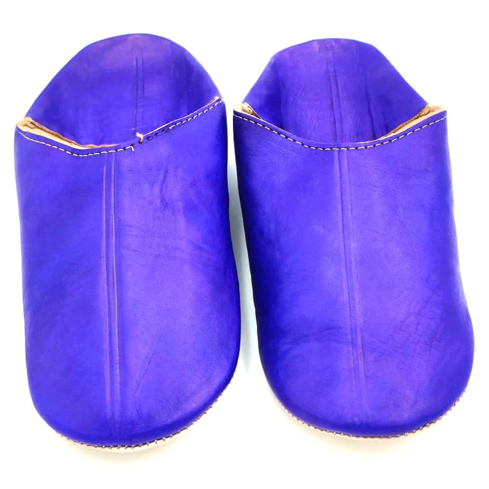 Babucha Zapatilla Andar por Casa Estilo Árabe - 100% Cuero - Color Añil Oscuro - Artesanía Marroquí - Modelo Darun