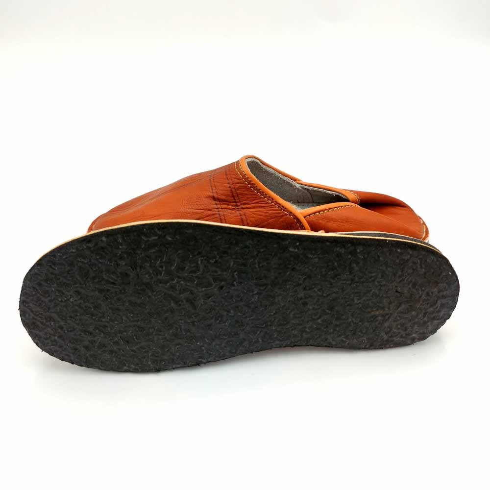 Babucha Pantuflas Árabe de Cuero Adulto Unisex - Color Naranja - Artesanía Marroquí - Modelo Kadim