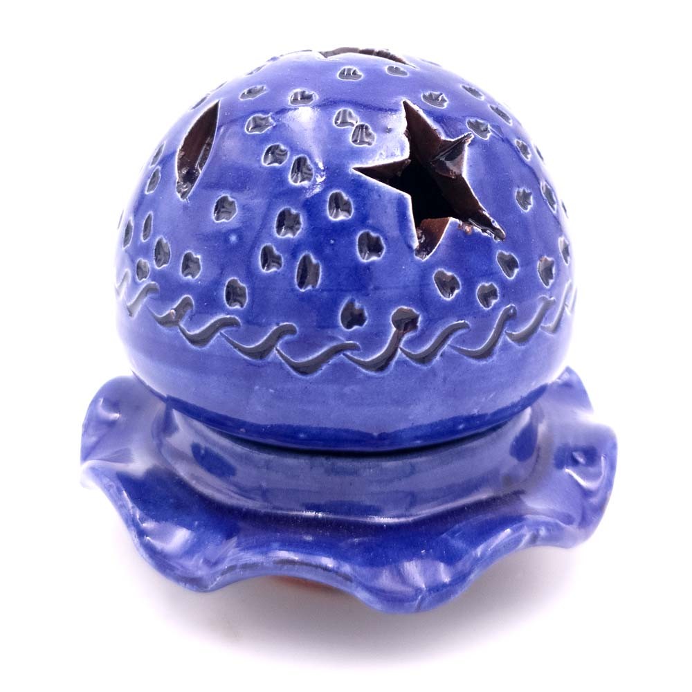 Incensario o Portavelas de Cerámica Esmaltada - Artesanía Marroquí - Modelo Biraem