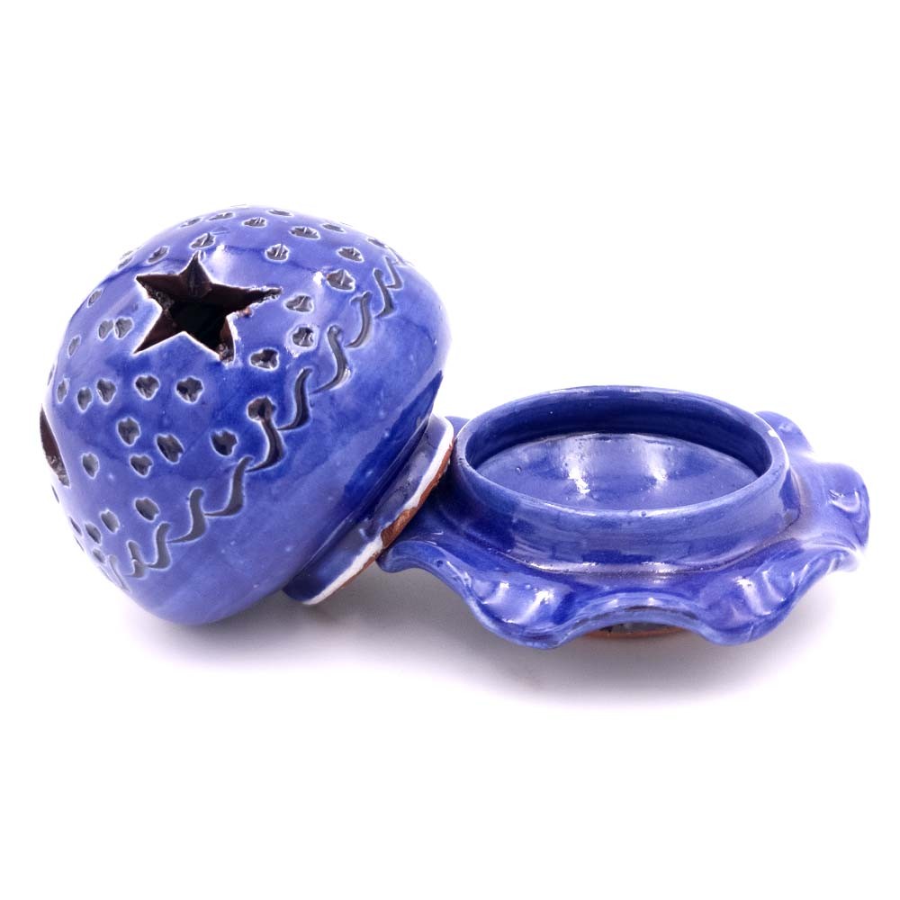 Incensario o Portavelas de Cerámica Esmaltada - Artesanía Marroquí - Modelo Biraem