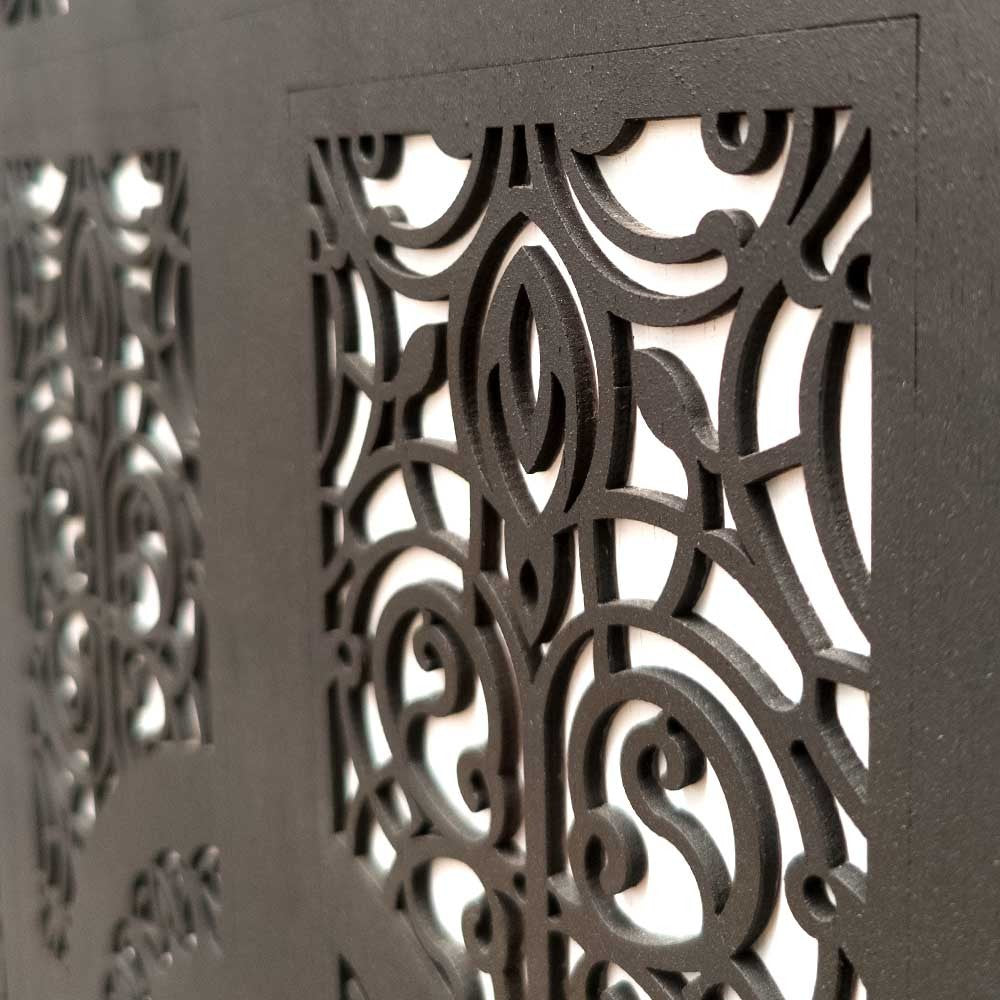 Cuadro Decorativo Celosía Árabe Madera Wengue y Blanco - Decoración Oriental Modelo Bab Esplendor