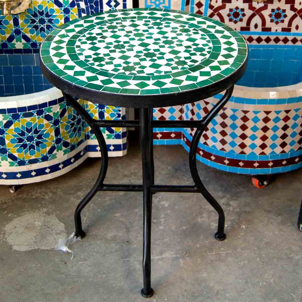 Mesa de Mosaico zellige Marroquí Fez Andalusí Jardin o Terraza - Modelo Najma Akhdar