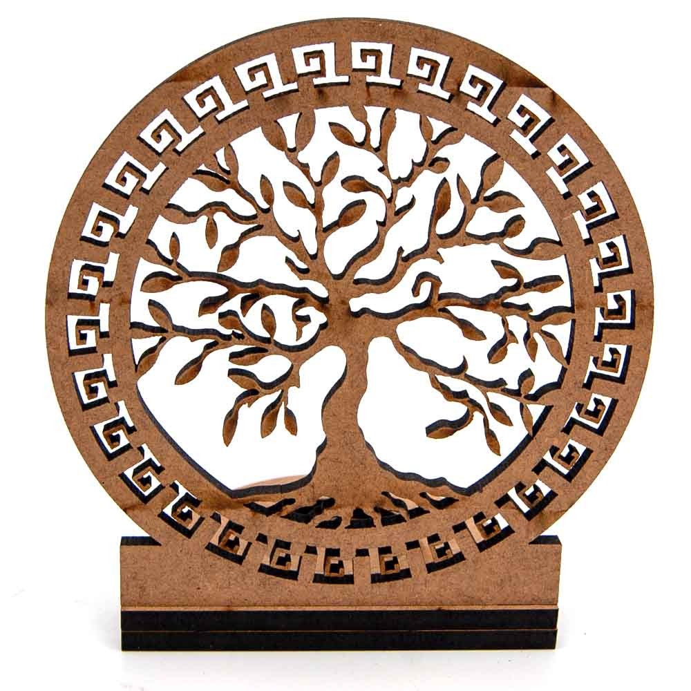 Porta Velas Celosía Calada Corte Láser - Decoración Oriental - Diseño Árbol Vida