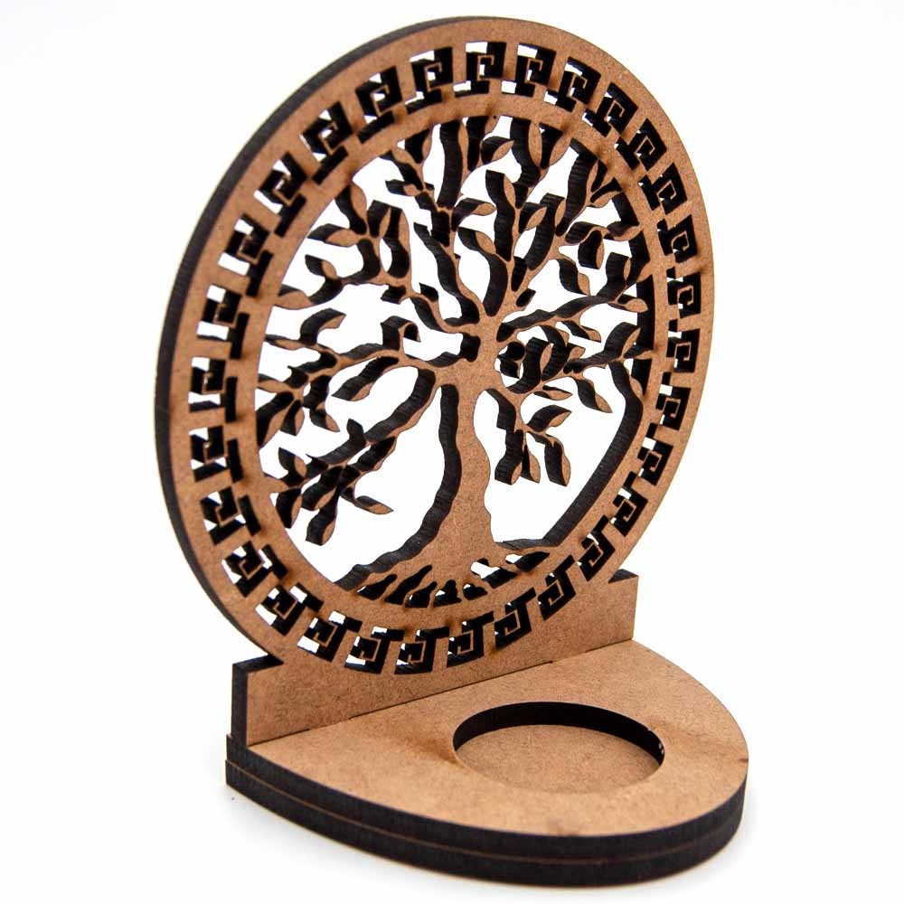Porta Velas Celosía Calada Corte Láser - Decoración Oriental - Diseño Árbol Vida